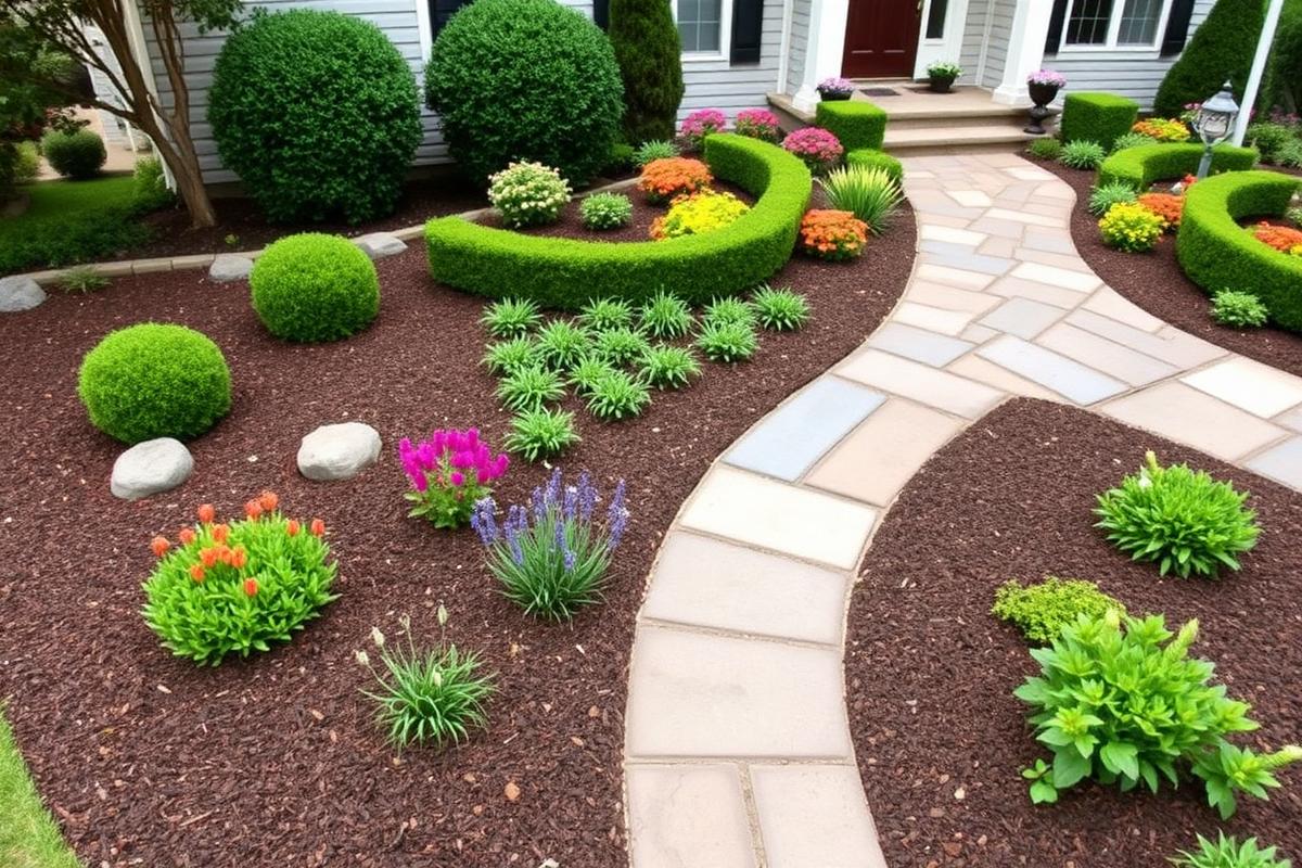 Front yard bed after old shrubs were removed and replanted